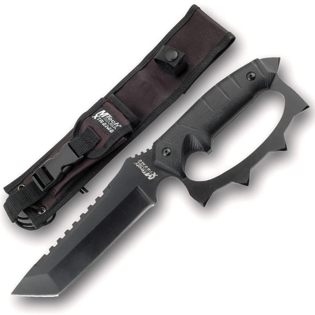 Tactical Knife Mtech 5.5" Tanto Blade Combat Fight Knuckle Guard - Tophatter's Army Products & Self Defense Collectible Weapons - Tophatter Daily Deals